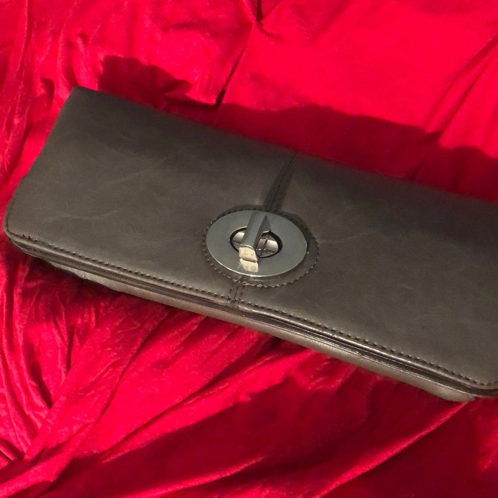 Coach Grey Clutch with removable strap (Leather)